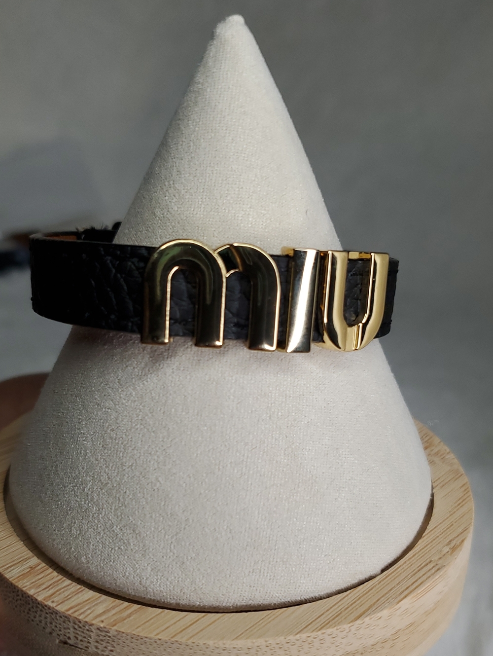 Fashion Jewelry Black Bracelet with Gold Initial Accents